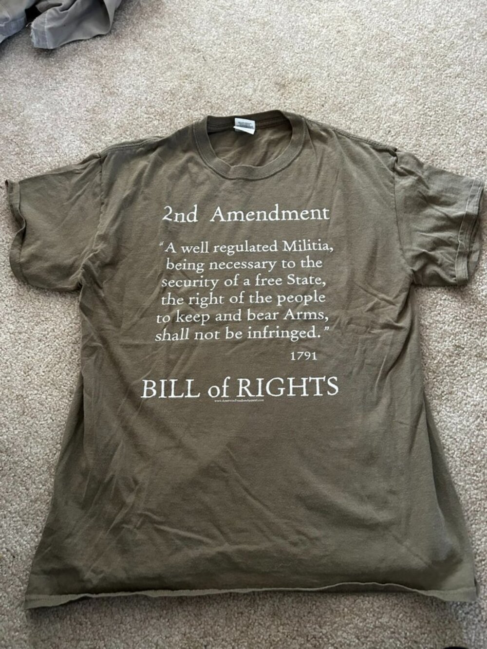 Men's Gildan Ultra Cotton Bill of Rights Tan Shirt